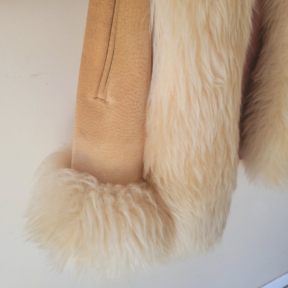Vintage 70s lambskin fur trim Penny Lane Coat Medium - Picture 6 of 16